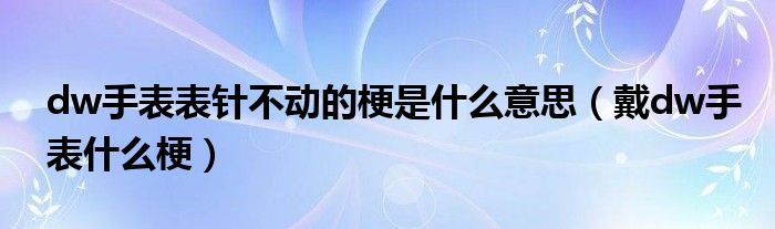 dw手表表针不动的梗是什么意思(戴dw手表什么梗)