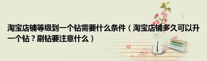 淘宝店铺等级到一个钻需要什么条件(淘宝店铺多久可以升一个钻?刷钻要注意什么)