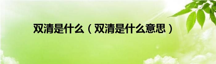 双清是什么(双清是什么意思)