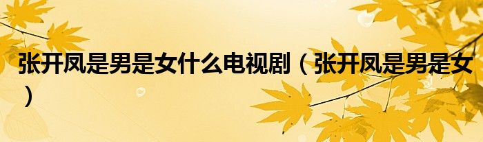 张开凤是男是女什么电视剧(张开凤是男是女)