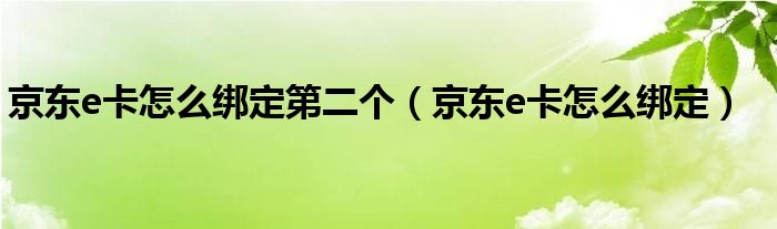 京东e卡怎么绑定第二个(京东e卡怎么绑定)