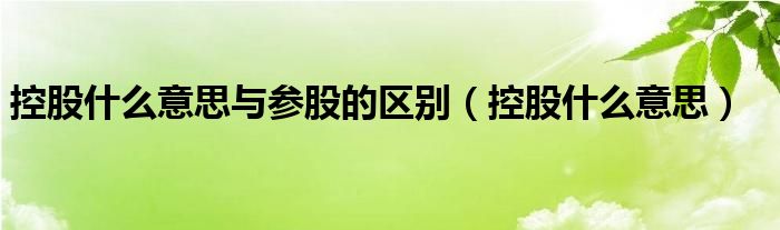 控股什么意思与参股的区别(控股什么意思)