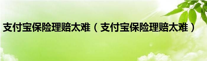支付宝保险理赔太难(支付宝保险理赔太难)
