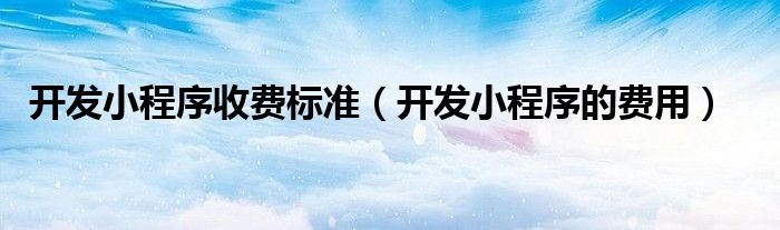 开发小程序收费标准(开发小程序的费用)