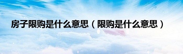 房子限购是什么意思(限购是什么意思)
