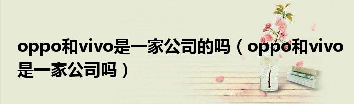 oppo和vivo是一家公司的吗(oppo和vivo是一家公司吗)