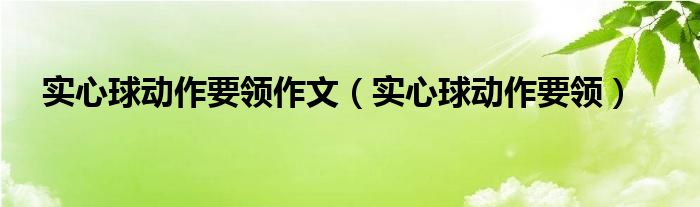 实心球动作要领作文（实心球动作要领）