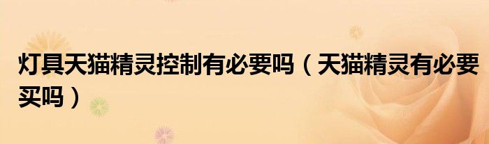 灯具天猫精灵控制有必要吗(天猫精灵有必要买吗)