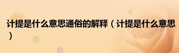 计提是什么意思通俗的解释(计提是什么意思)