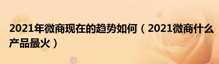 2021年微商现在的趋势如何(2021微商什么产品最火)