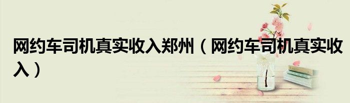 网约车司机真实收入郑州(网约车司机真实收入)
