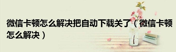 微信卡顿怎么解决把自动下载关了(微信卡顿怎么解决)