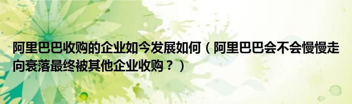 阿里巴巴收购的企业如今发展如何(阿里巴巴会不会慢慢走向衰落最终被其他企业收购?)
