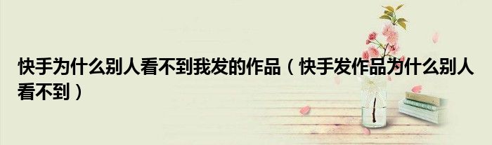快手为什么别人看不到我发的作品(快手发作品为什么别人看不到)