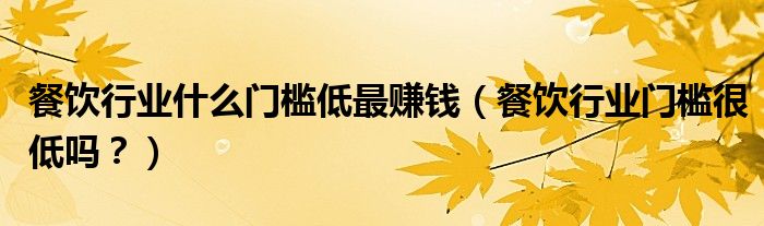 餐饮行业什么门槛低最赚钱(餐饮行业门槛很低吗?)