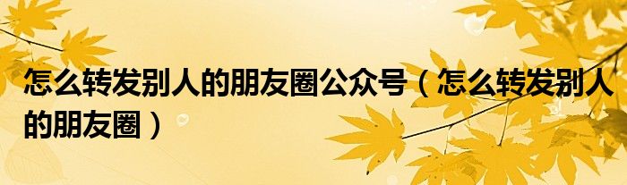 怎么转发别人的朋友圈公众号(怎么转发别人的朋友圈)