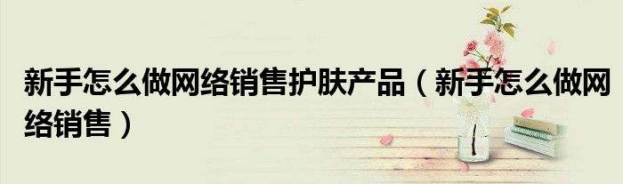 新手怎么做网络销售护肤产品(新手怎么做网络销售)