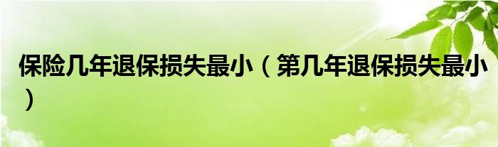 保险几年退保损失最小(第几年退保损失最小)
