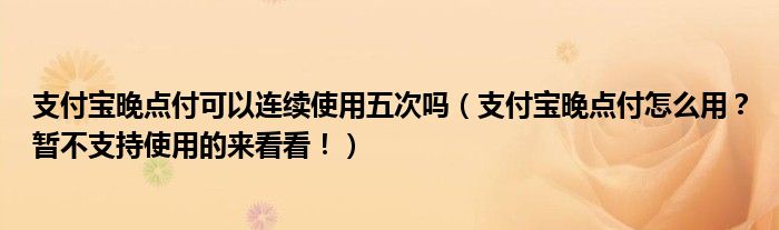 支付宝晚点付可以连续使用五次吗(支付宝晚点付怎么用?暂不支持使用的来看看!)