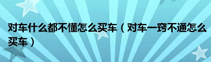 对车什么都不懂怎么买车(对车一窍不通怎么买车)