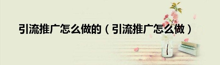引流推广怎么做的(引流推广怎么做)