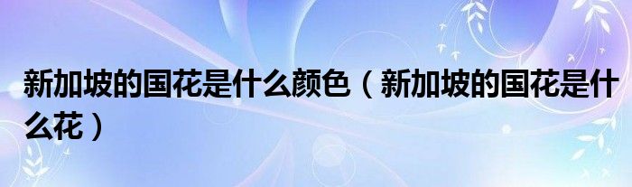 新加坡的国花是什么颜色(新加坡的国花是什么花)