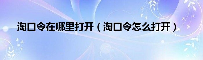 淘口令在哪里打开(淘口令怎么打开)