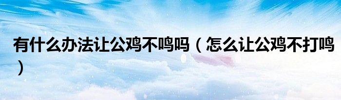 有什么办法让公鸡不鸣吗(怎么让公鸡不打鸣)