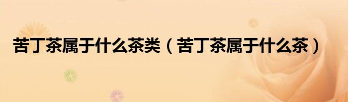 苦丁茶属于什么茶类(苦丁茶属于什么茶)