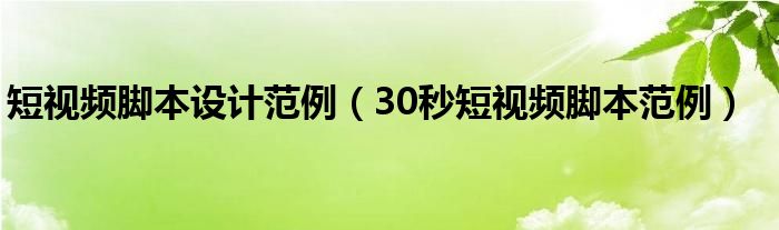 短视频脚本设计范例(30秒短视频脚本范例)