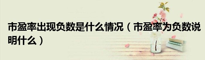 市盈率出现负数是什么情况(市盈率为负数说明什么)