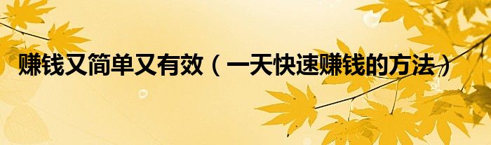 赚钱又简单又有效(一天快速赚钱的方法)
