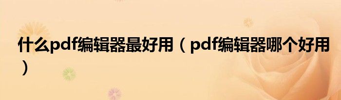 什么pdf编辑器最好用(pdf编辑器哪个好用)