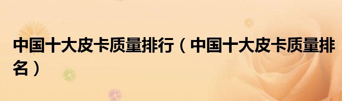 中国十大皮卡质量排行(中国十大皮卡质量排名)