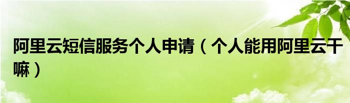 阿里云短信服务个人申请(个人能用阿里云干嘛)