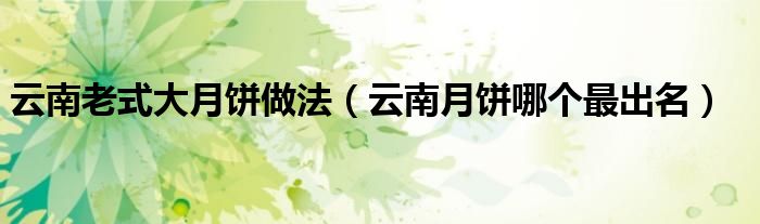 云南老式大月饼做法(云南月饼哪个最出名)