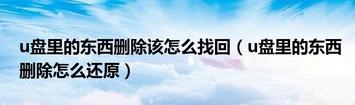 u盘里的东西删除该怎么找回(u盘里的东西删除怎么还原)