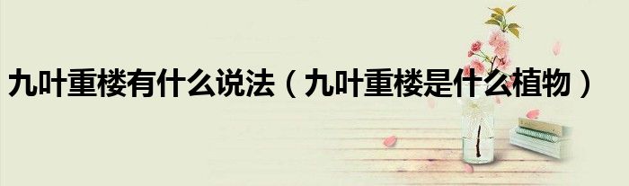 九叶重楼有什么说法(九叶重楼是什么植物)