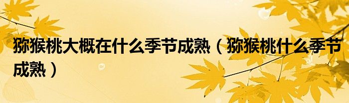 猕猴桃大概在什么季节成熟(猕猴桃什么季节成熟)