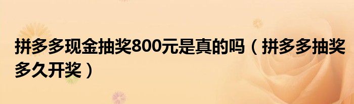 拼多多现金抽奖800元是真的吗(拼多多抽奖多久开奖)