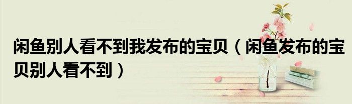 闲鱼别人看不到我发布的宝贝(闲鱼发布的宝贝别人看不到)