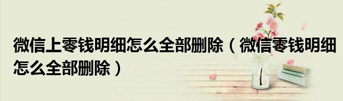 微信上零钱明细怎么全部删除(微信零钱明细怎么全部删除)