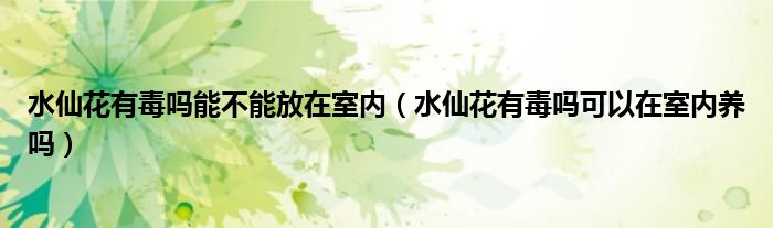 水仙花有毒吗能不能放在室内(水仙花有毒吗可以在室内养吗)