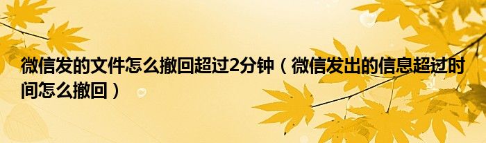 微信发的文件怎么撤回超过2分钟(微信发出的信息超过时间怎么撤回)