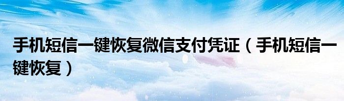 手机短信一键恢复微信支付凭证（手机短信一键恢复）