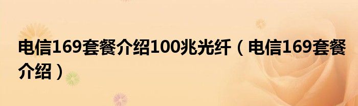 电信169套餐介绍100兆光纤（电信169套餐介绍）