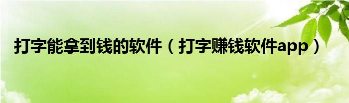 打字能拿到钱的软件（打字赚钱软件app）