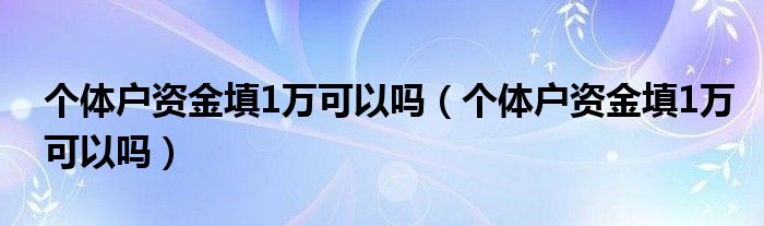 个体户资金填1万可以吗(个体户资金填1万可以吗)