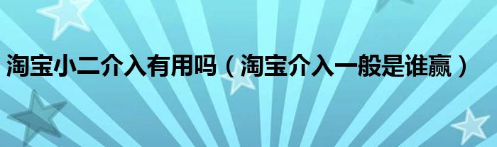 淘宝小二介入有用吗(淘宝介入一般是谁赢)