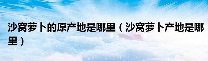 沙窝萝卜的原产地是哪里（沙窝萝卜产地是哪里）
